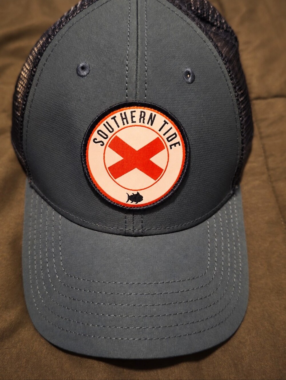 Southern Tide Alabama State Flag Trucker Hat Gray Black Snapback Cap